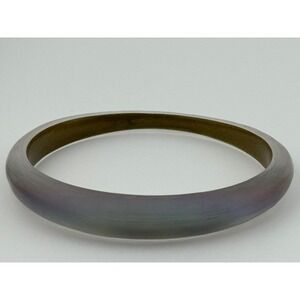 Alexis Bittar Carved Lucite Iridescent Tapered Bangle Bracelet Signed